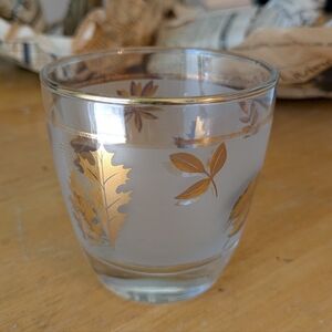 MCM Libbey Gold Leaf Frosted Glass